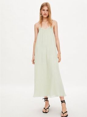 NEW Zara Eggshell Pleated Maxi Slip Dress - Brand NWOT
